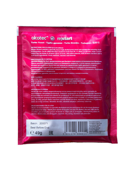 Турбо-дрожжи Alcotec ReStart Turbo, 49 г