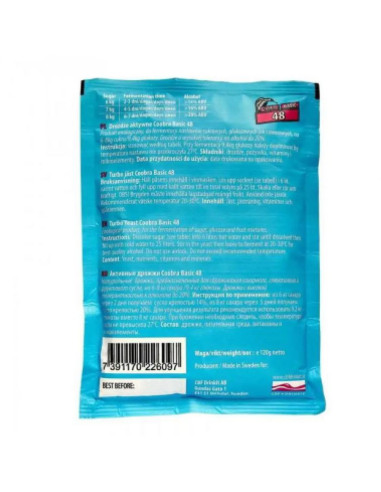 Дрожжи спиртовые Coobra Turbo 48 Basic, 120 г