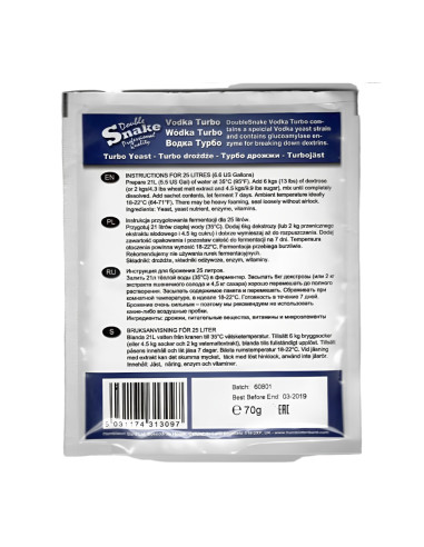 Турбо-дріжджі Double Snake Vodka Turbo, 70 г
